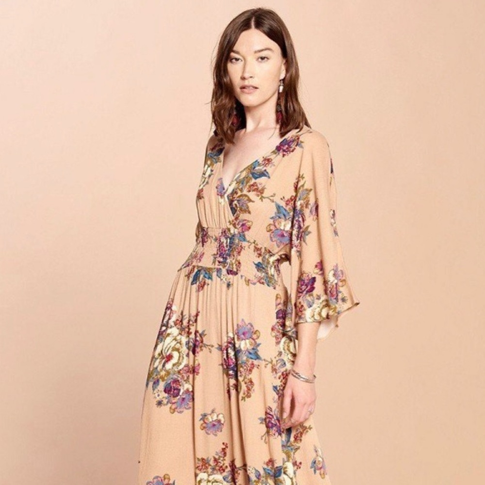 Floral print maxi wrap dress